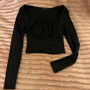 Black Cropped Long Sleeve Top